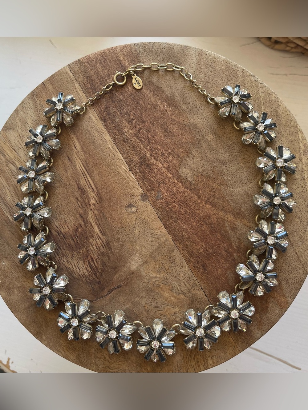 LOFT Gold-Tone Flower Crystal Necklace - Clear & Gold